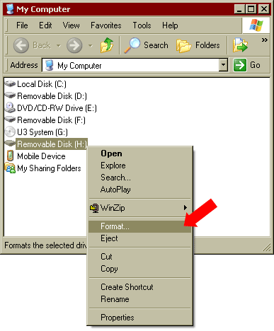 formatting a flash drive for mac using windows xp